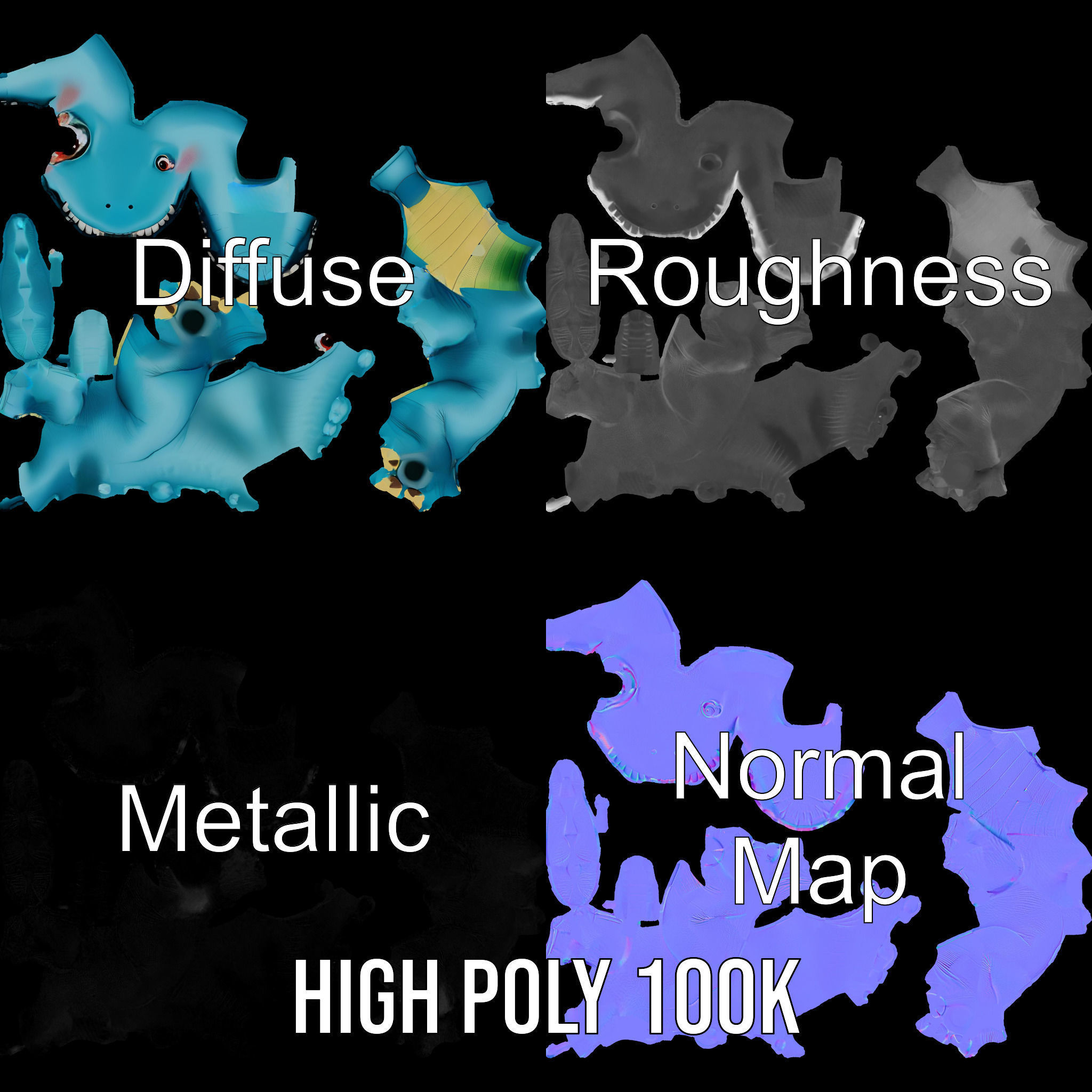 Cute Dinosaur Character D Model Pack Low-poly 3D model_3