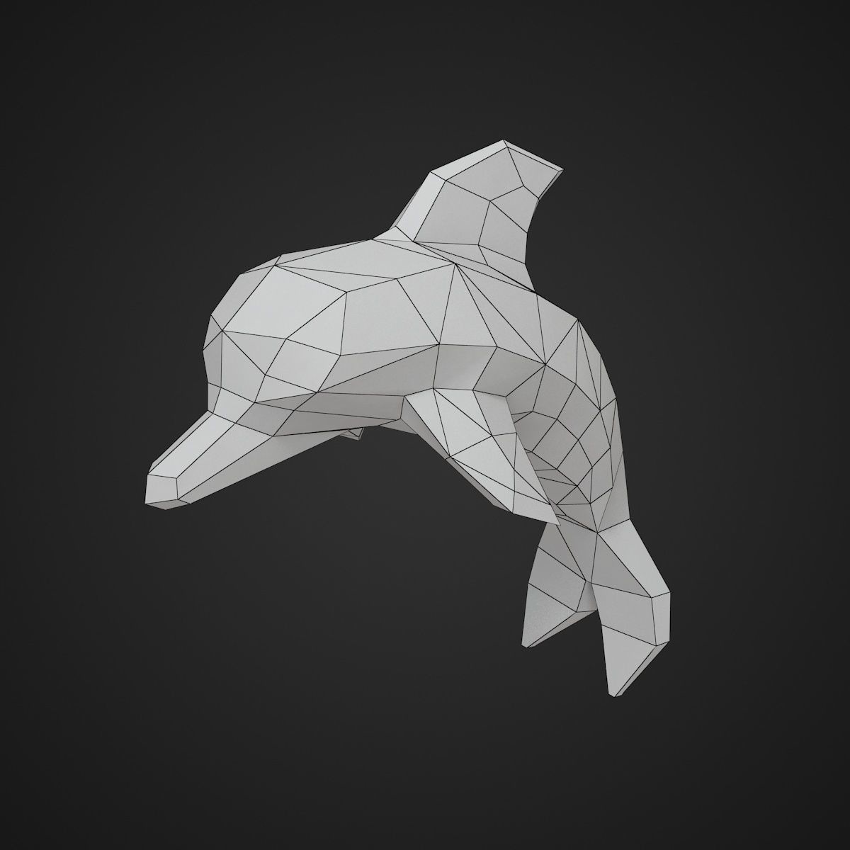 dolphin low poly and high poly Low-poly 3D model_7