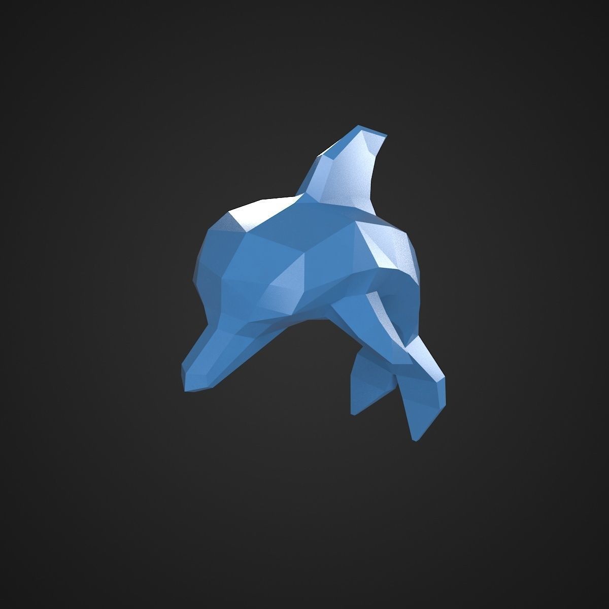 dolphin low poly and high poly Low-poly 3D model_2