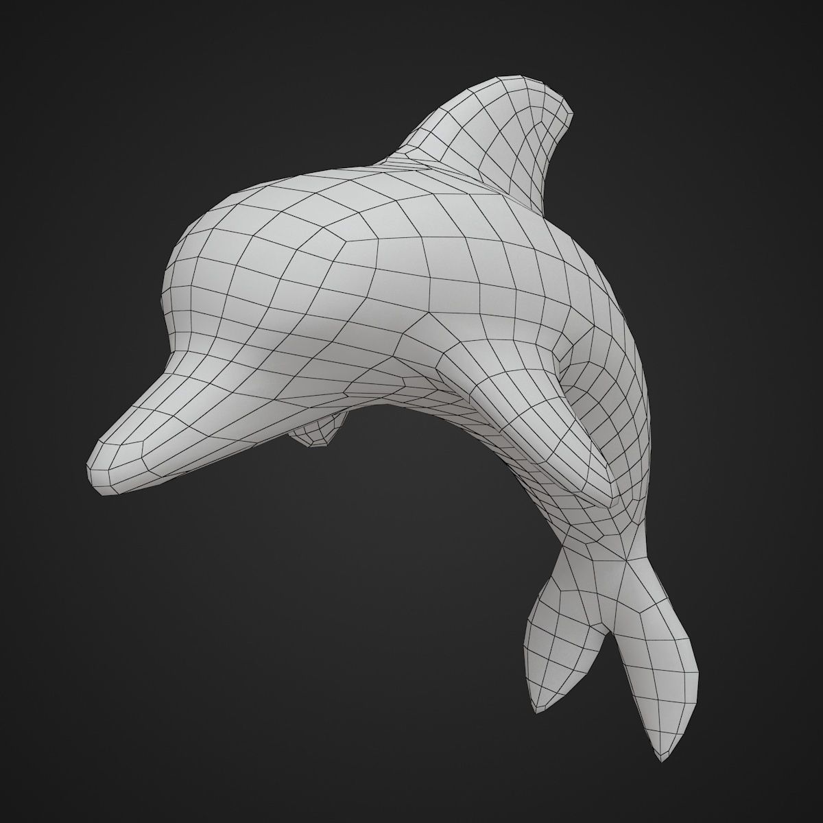dolphin low poly and high poly Low-poly 3D model_8