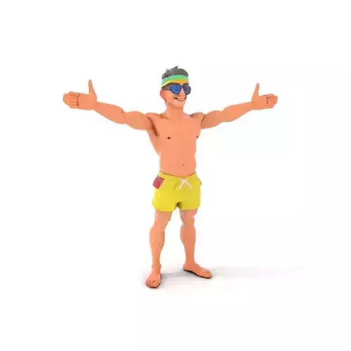 Animated Surfer Kid D Character Rigged and Animated