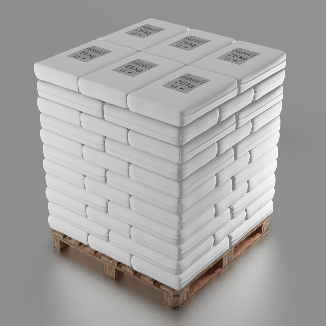 Pallet with 25kg Bags 3D model_7