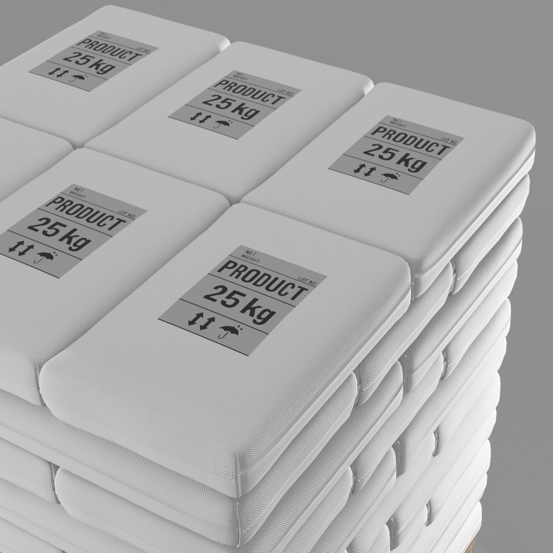 Pallet with 25kg Bags 3D model_2