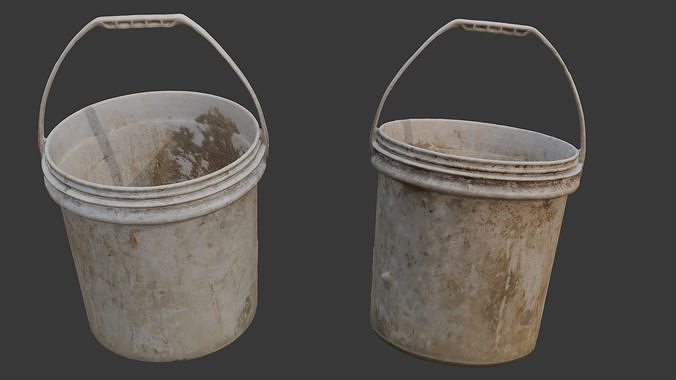 Dirty Plastic Bucket Scan Low-poly 3D model
