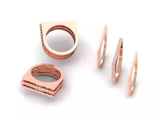 CUSTOM ROUND DIAMOND 3 LAYER RING 