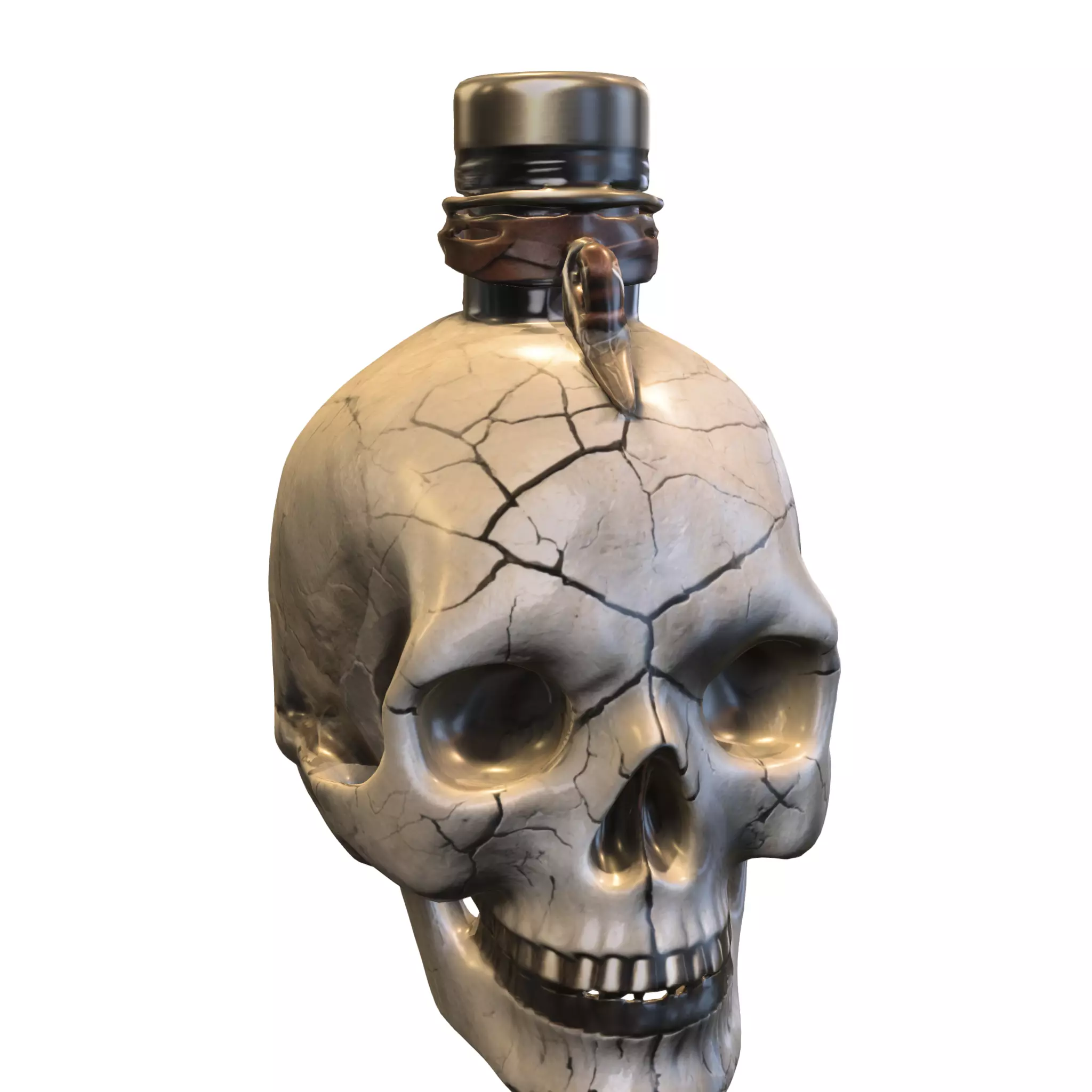 Cracked Skull Potion Bottle 3D model_0