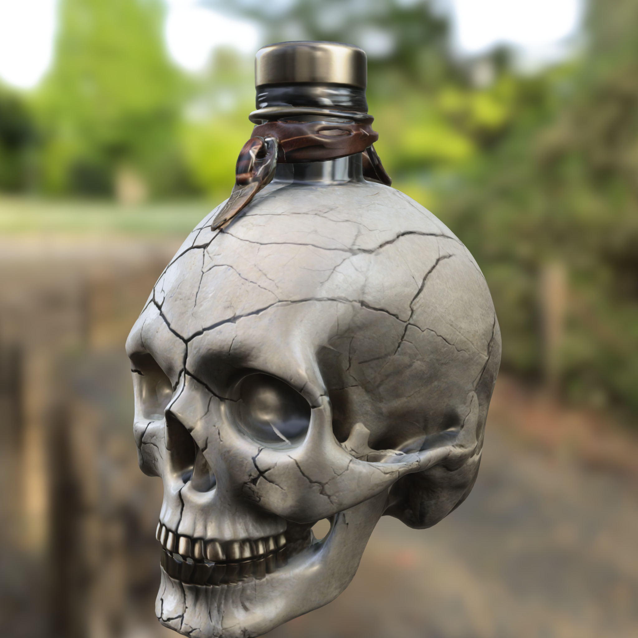Cracked Skull Potion Bottle 3D model_2