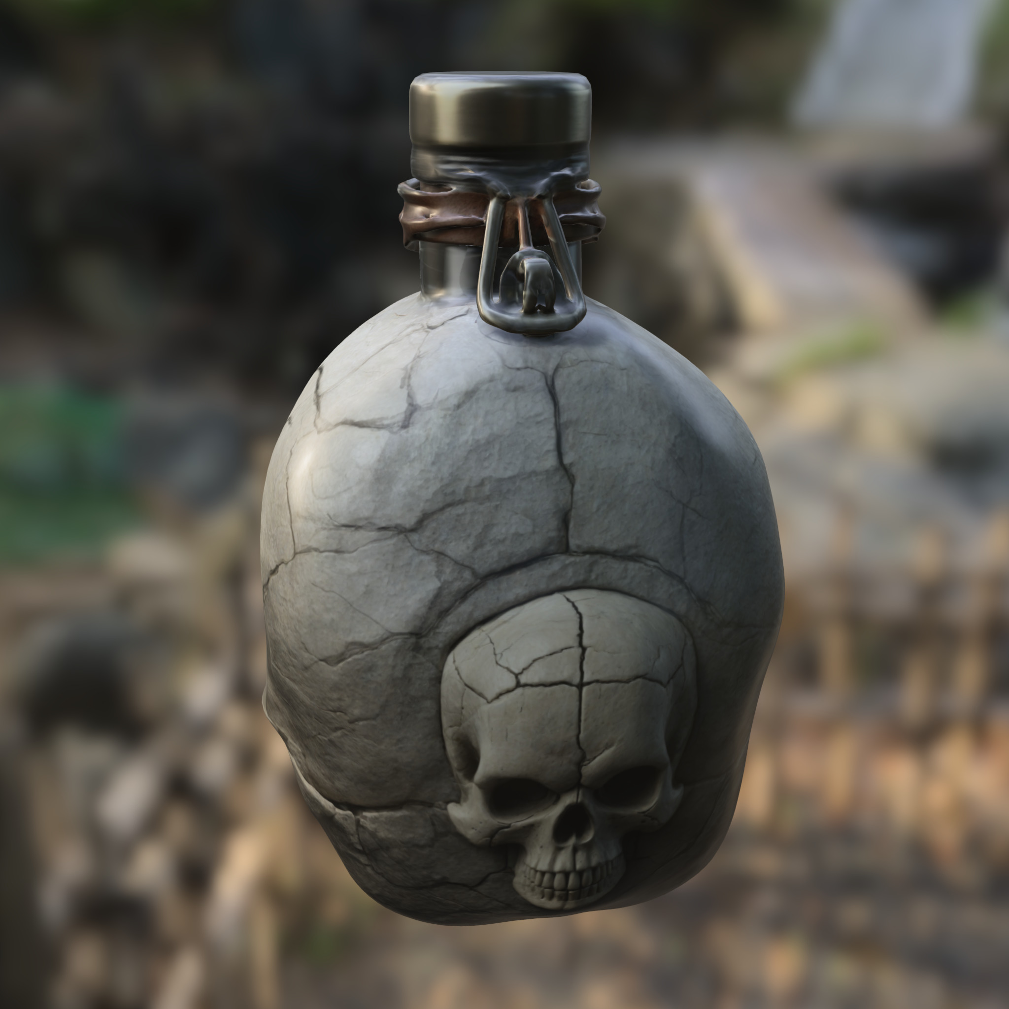 Cracked Skull Potion Bottle 3D model_4