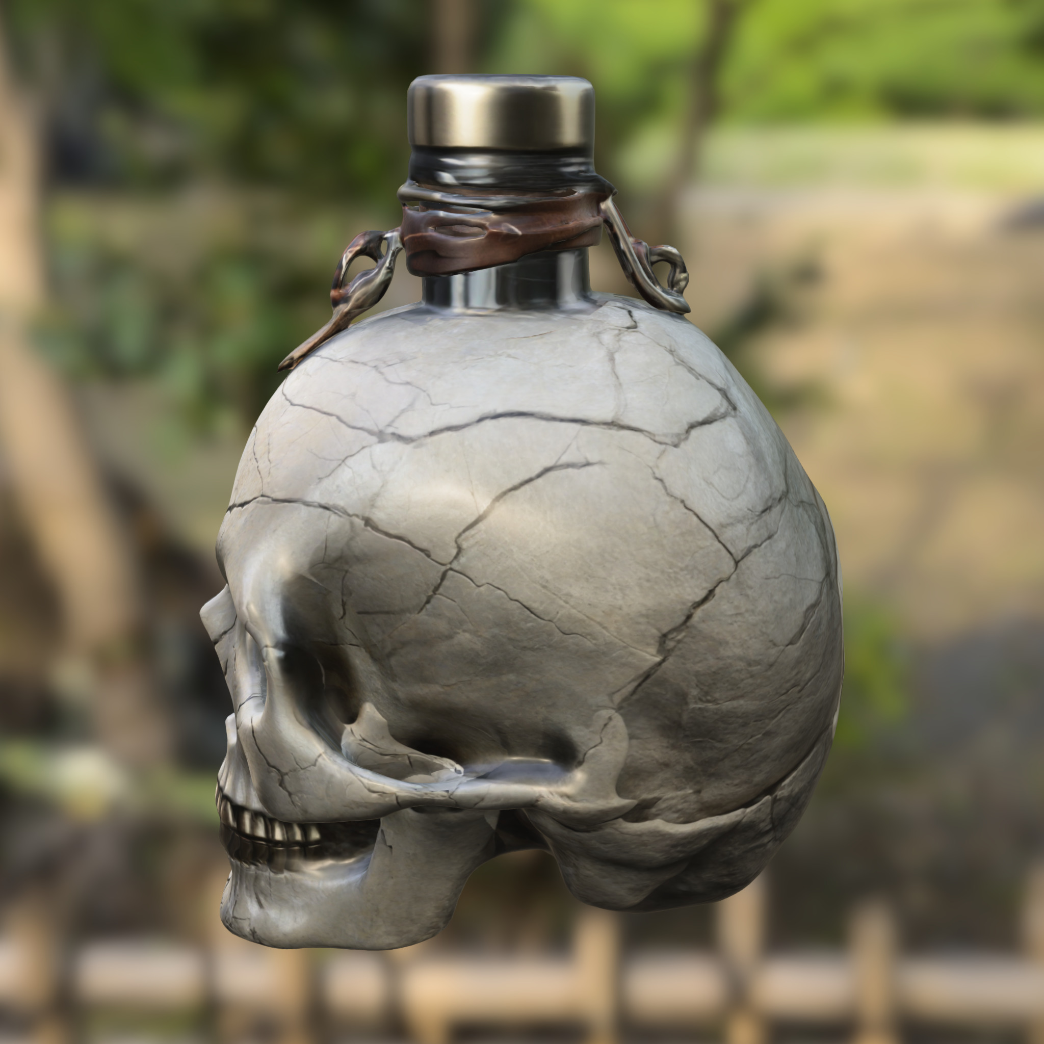 Cracked Skull Potion Bottle 3D model_3