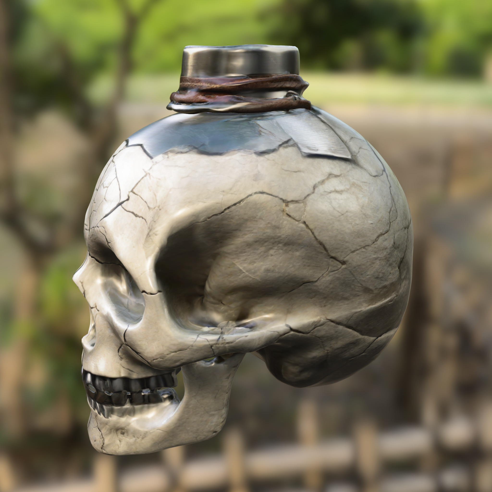 Side-Cracked Skull Flask 3D model_2