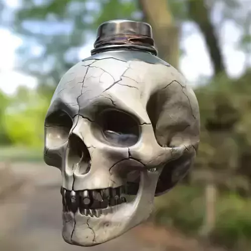 Side-Cracked Skull Flask