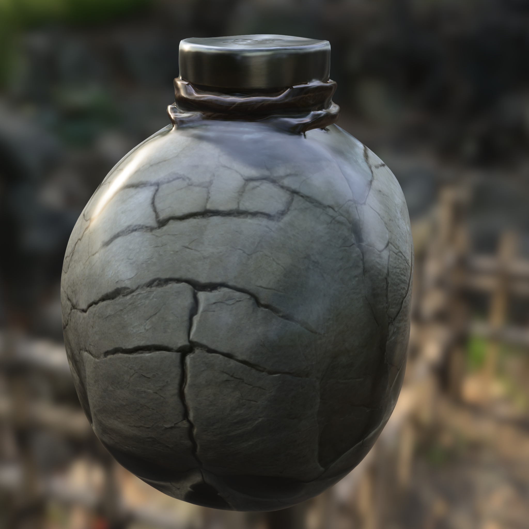 Side-Cracked Skull Flask 3D model_4