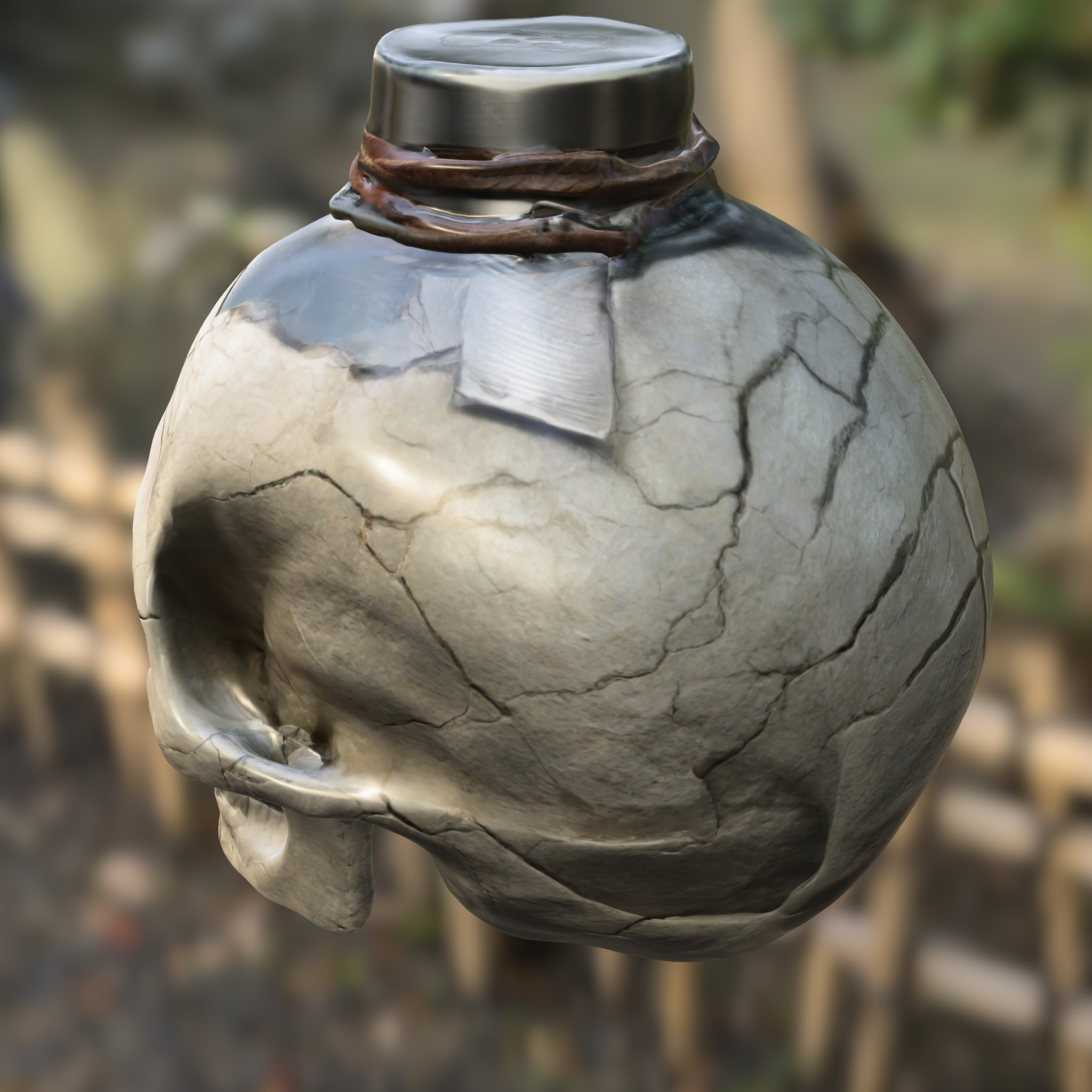 Side-Cracked Skull Flask 3D model_3