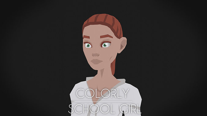 Colorly - School Girl - Game Ready - Rigged - Customizable Low-poly 3D model