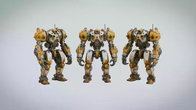 Desert Scout Robot Rigged and Animated Low-poly 3D model