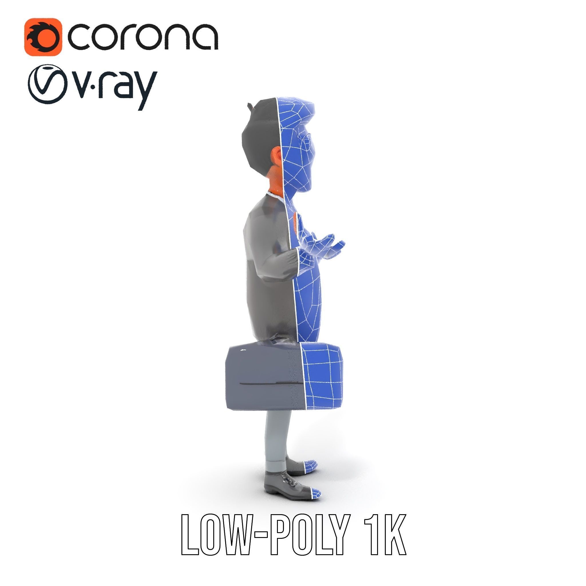 Professional Businessman D Model Rigged and Animated Low-poly 3D model_24