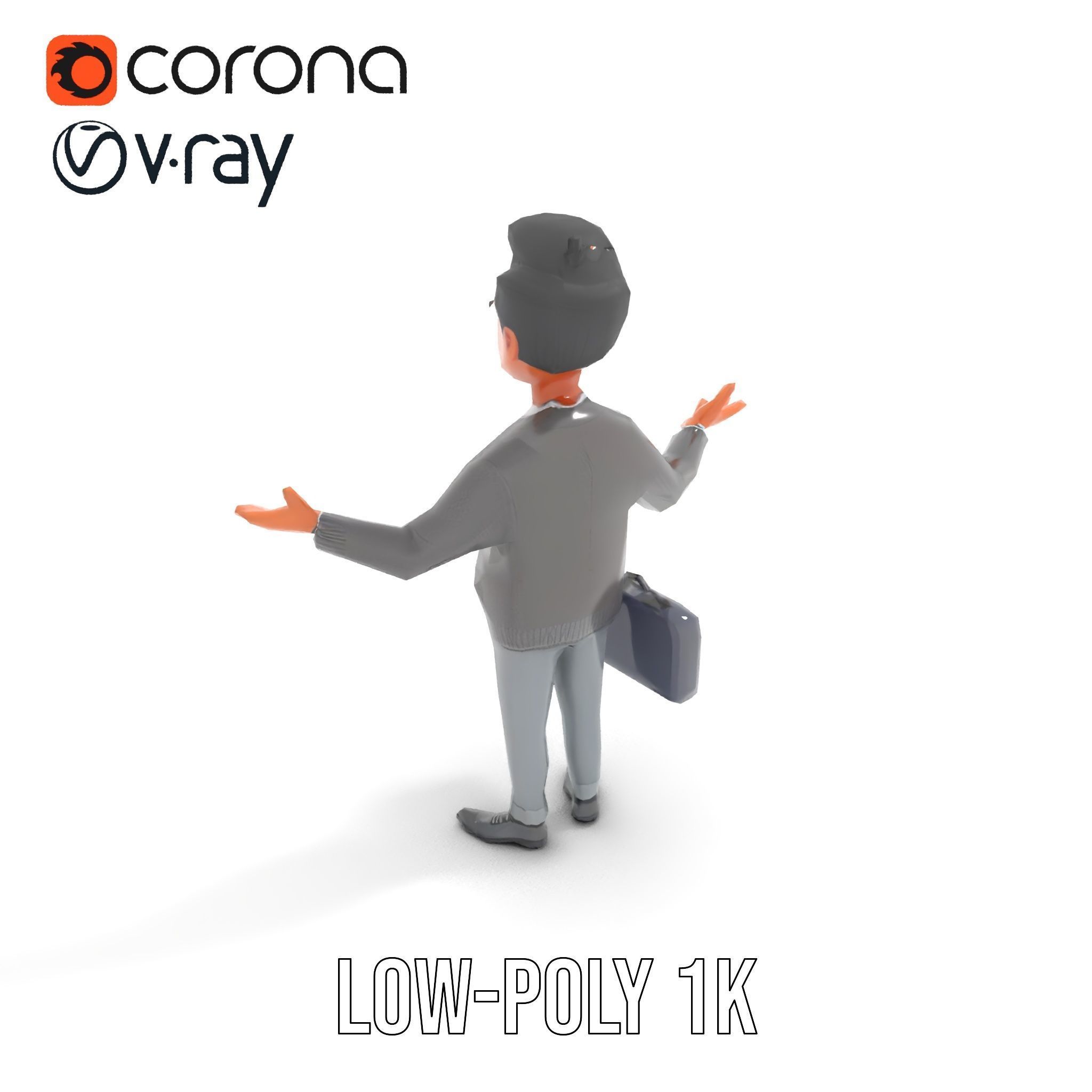 Professional Businessman D Model Rigged and Animated Low-poly 3D model_13