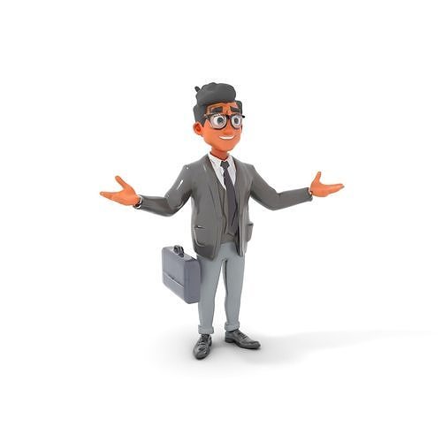 Professional Businessman D Model Rigged and Animated Low-poly 3D model