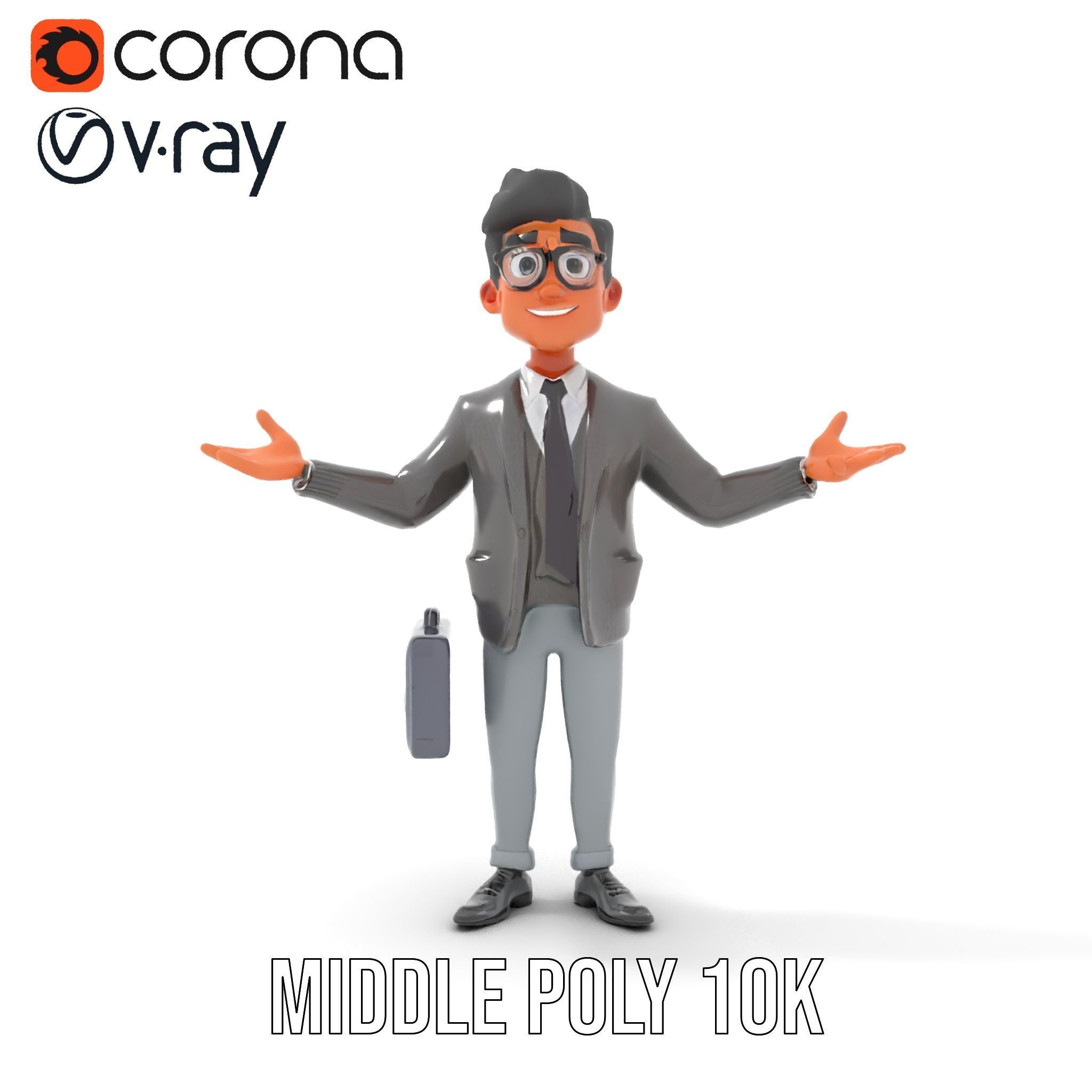 Professional Businessman D Model Rigged and Animated Low-poly 3D model_12