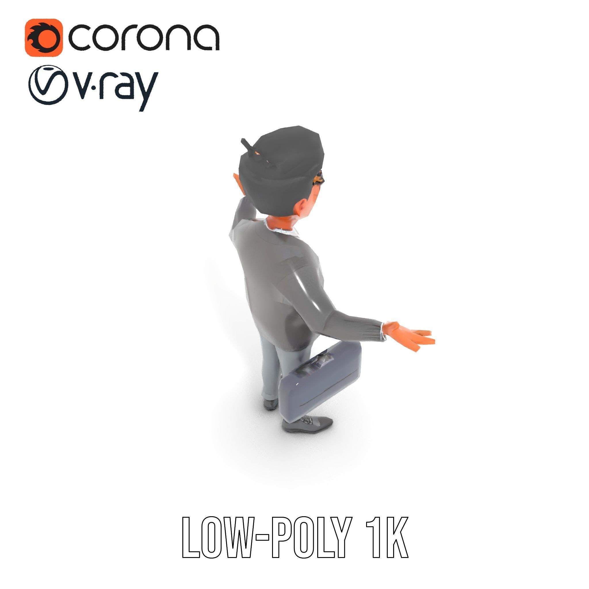 Professional Businessman D Model Rigged and Animated Low-poly 3D model_22