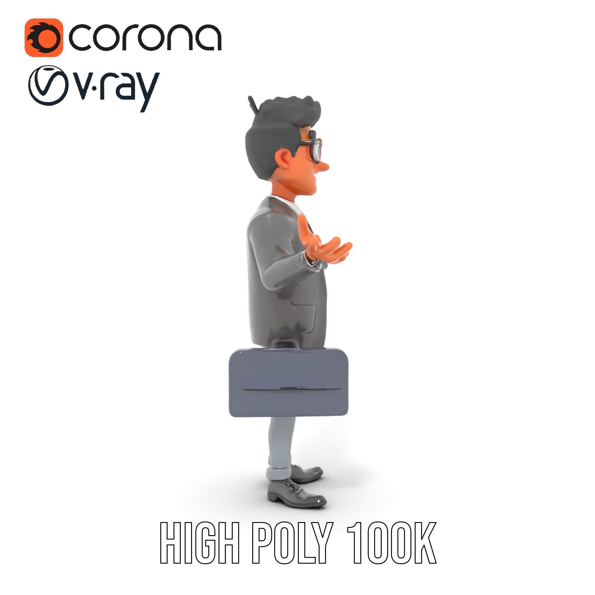 Professional Businessman D Model Rigged and Animated Low-poly 3D model_17