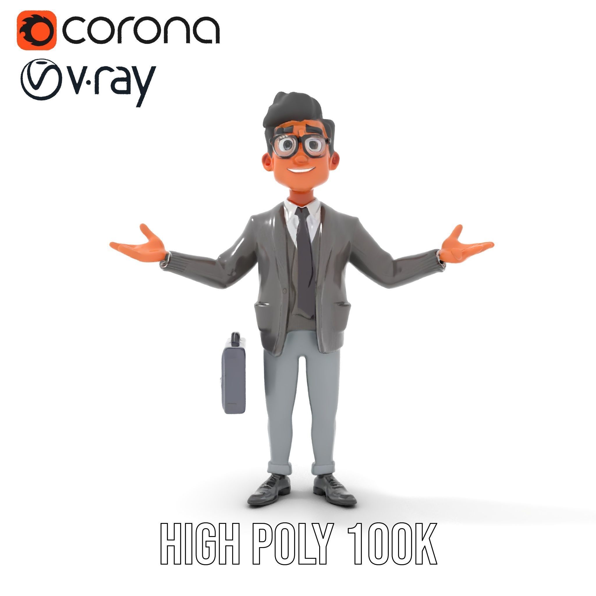 Professional Businessman D Model Rigged and Animated Low-poly 3D model_20