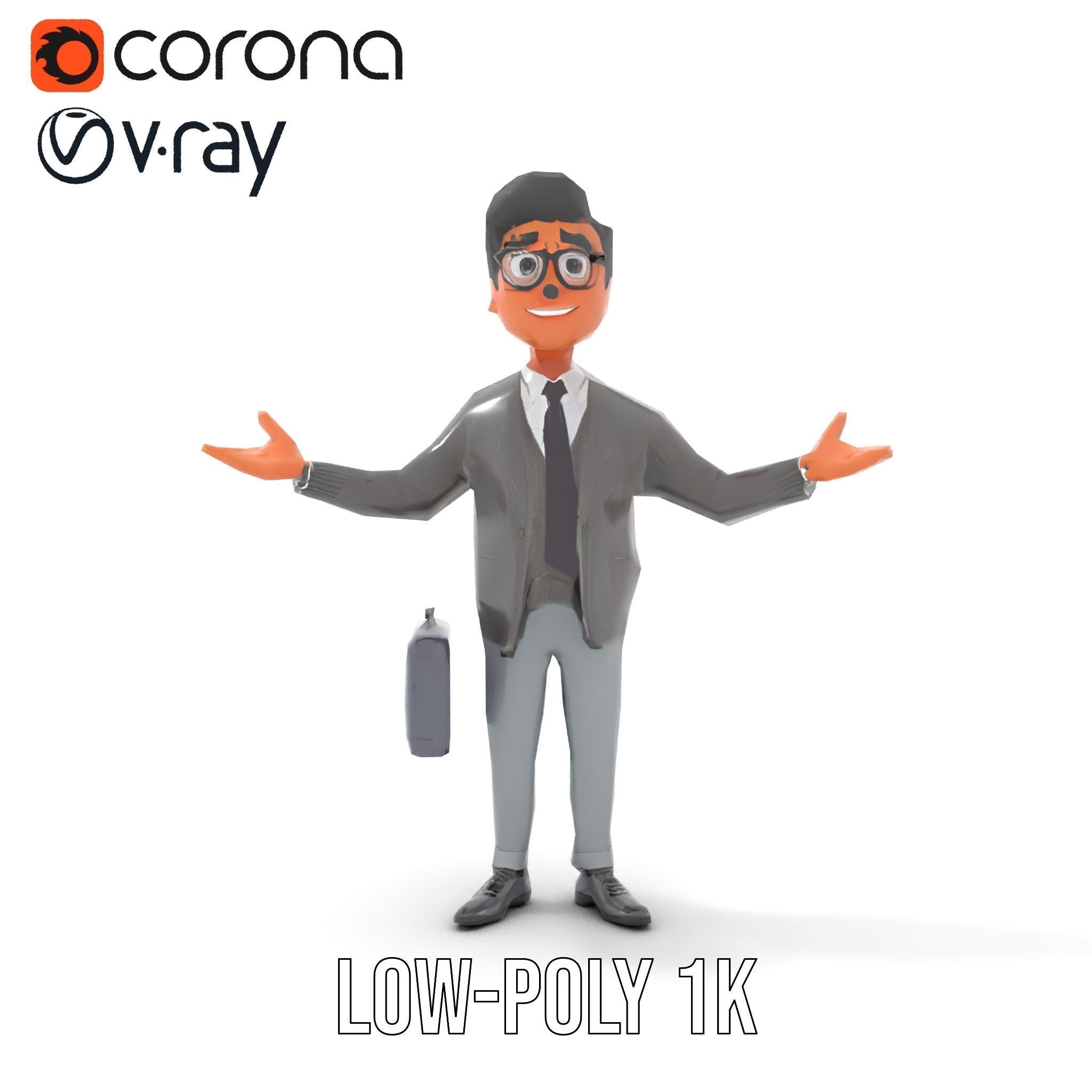 Professional Businessman D Model Rigged and Animated Low-poly 3D model_7