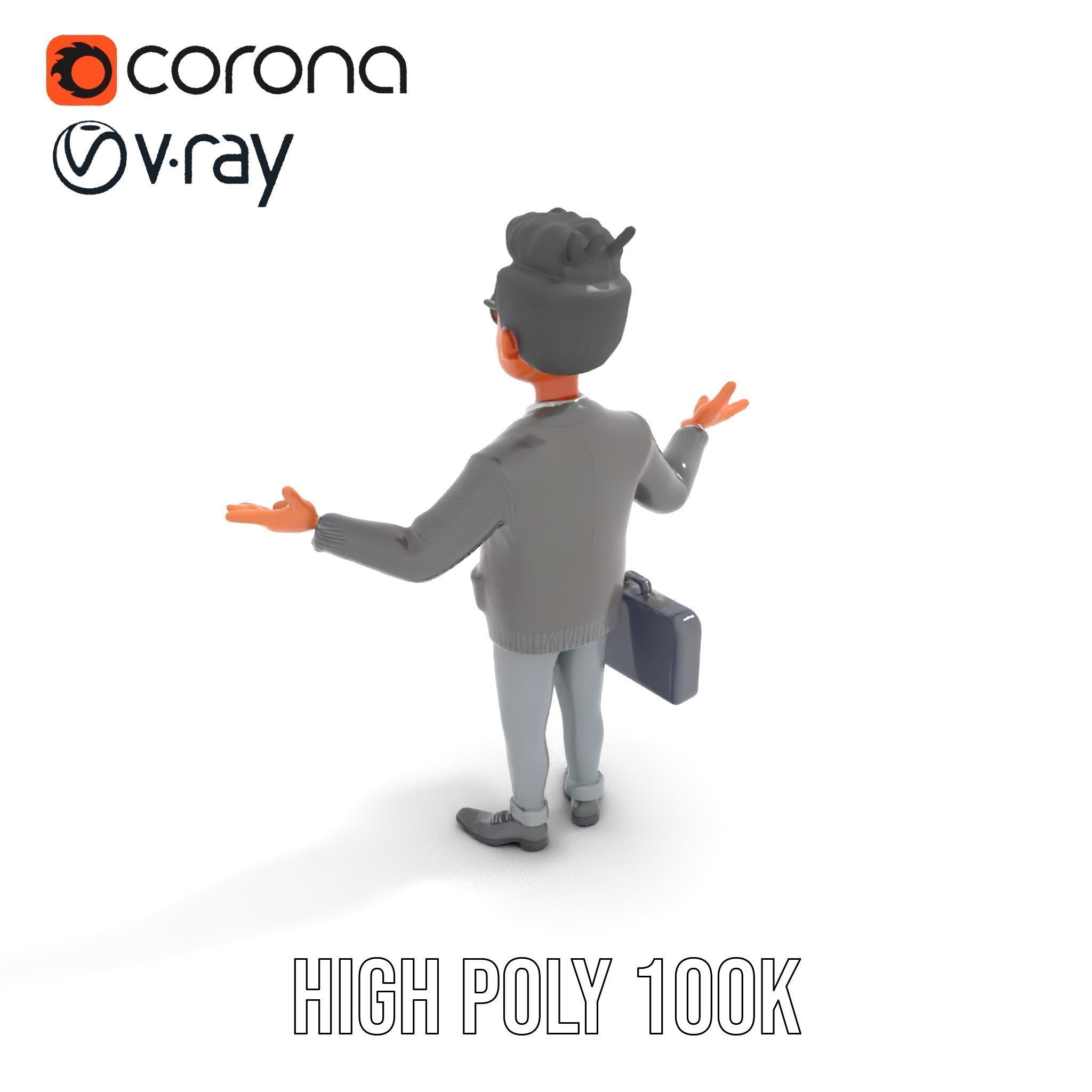 Professional Businessman D Model Rigged and Animated Low-poly 3D model_9