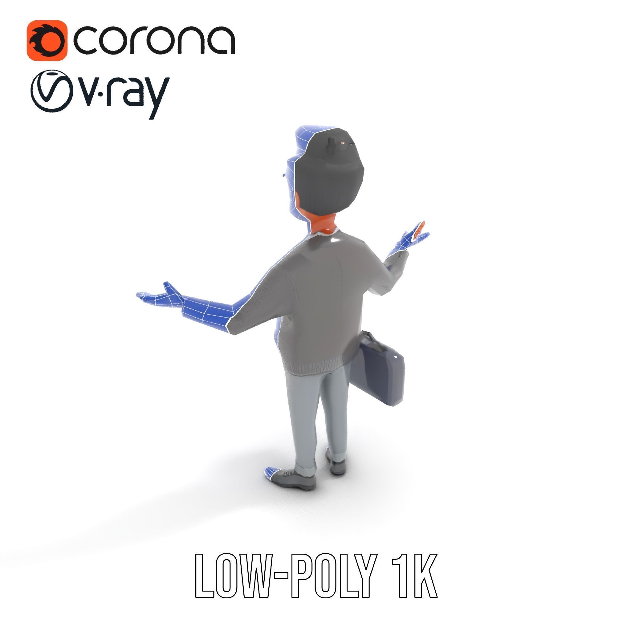 Professional Businessman D Model Rigged and Animated Low-poly 3D model_8