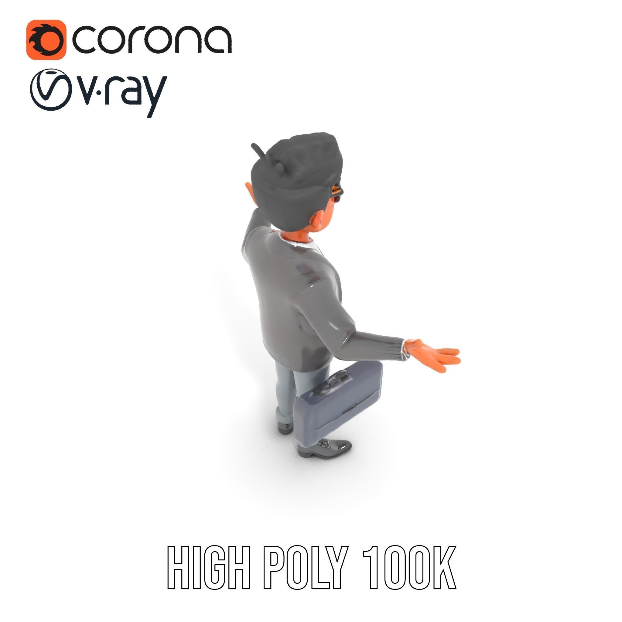 Professional Businessman D Model Rigged and Animated Low-poly 3D model_14