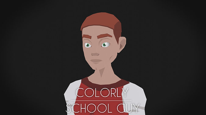 Colorly - School Guy - Game Ready - Rigged - Customizable Low-poly 3D model