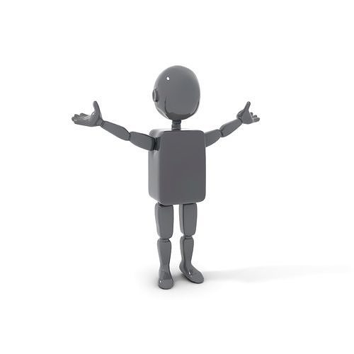 Minimalist Black Mannequin Character Rigged and Animated Low-poly 3D model