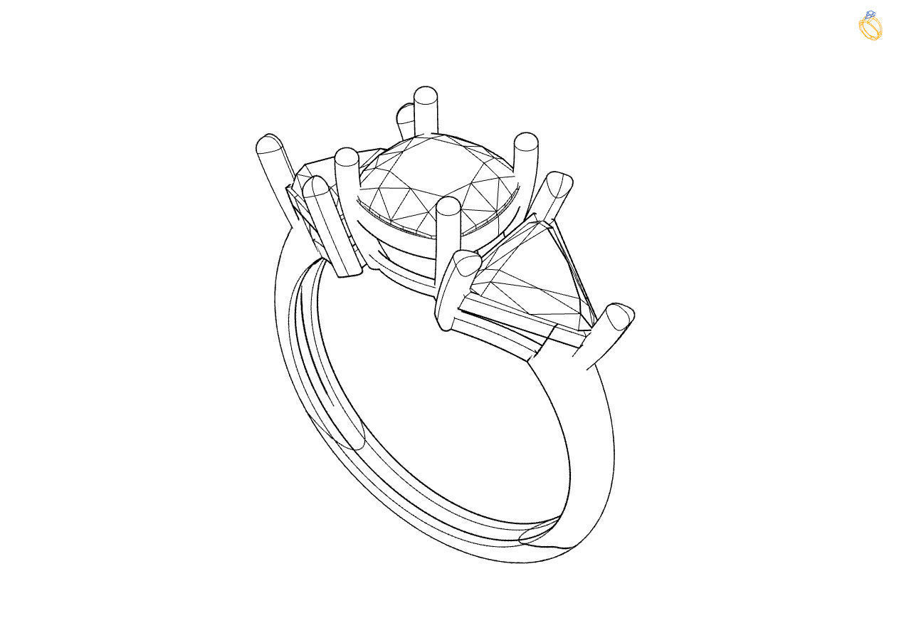Triangle ring 3D print model_10