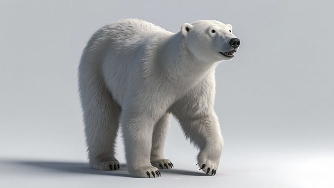Rigged Polar bear with 4k textures and animations 3D model