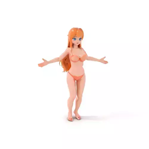 Stylized Female Anime Character Rigged and Animated
