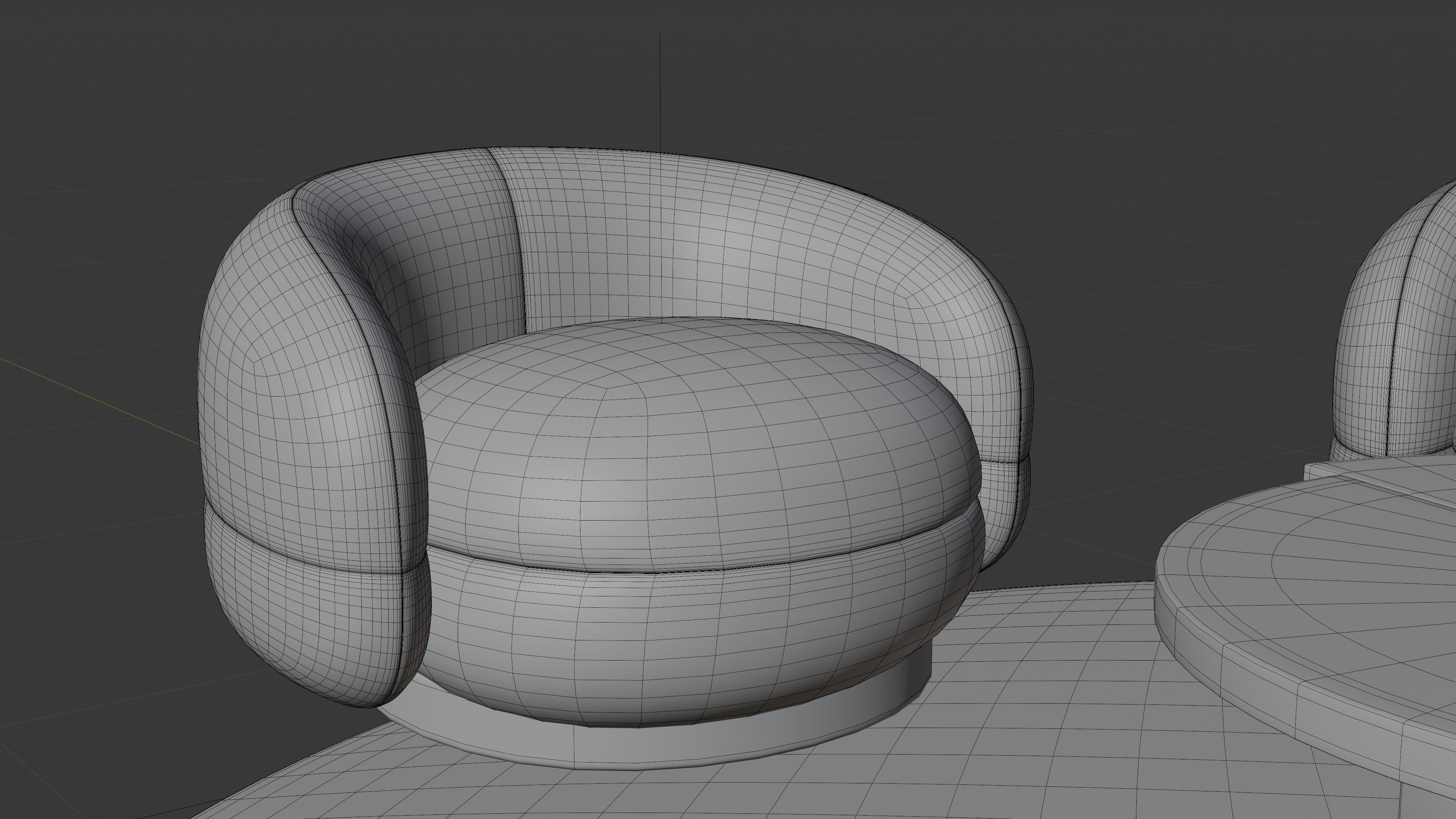 Modern Curved Sofa Set 3D model_6