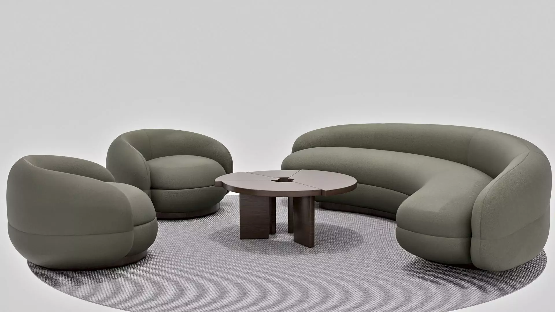 Modern Curved Sofa Set 3D model_0