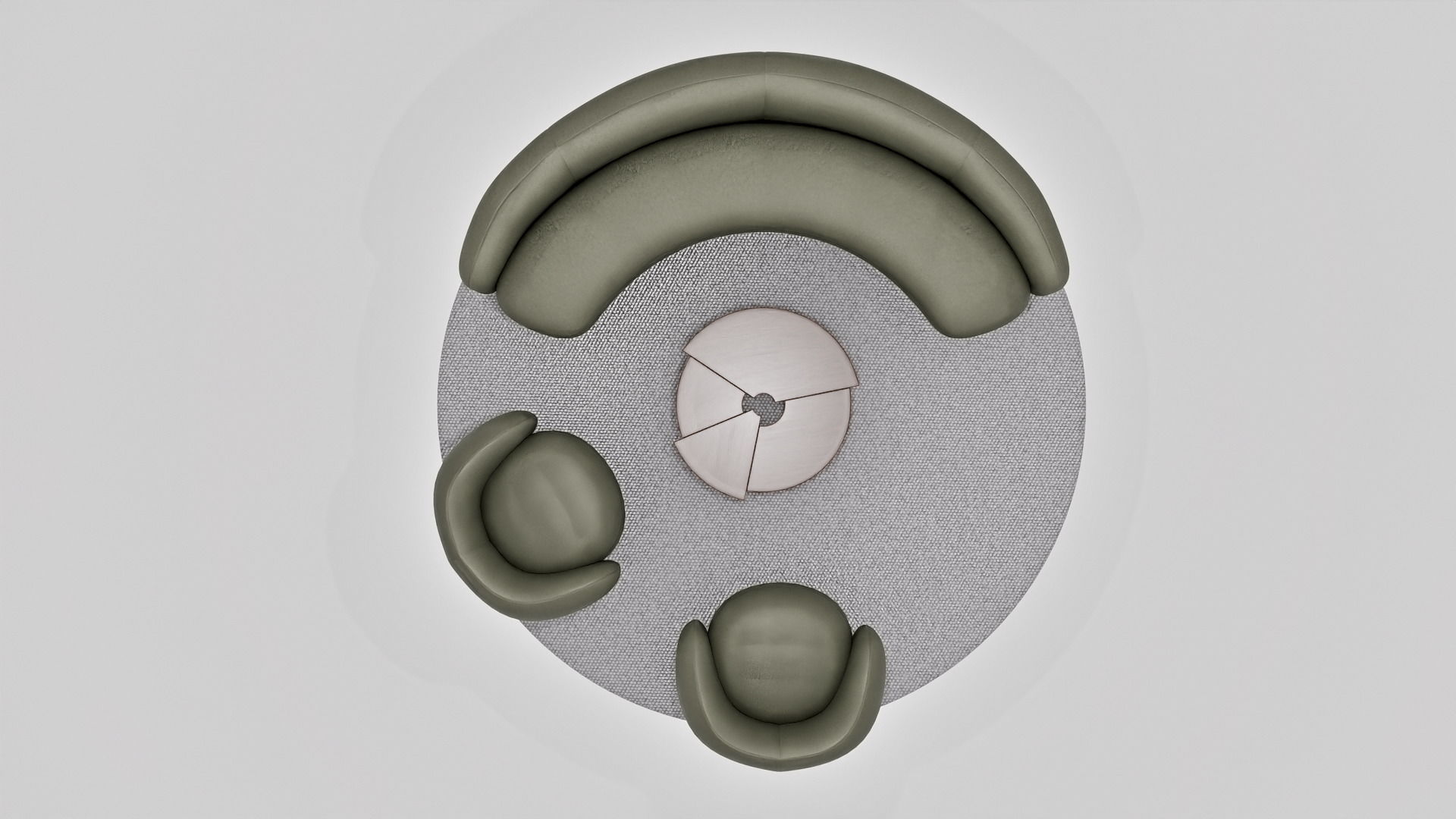 Modern Curved Sofa Set 3D model_3