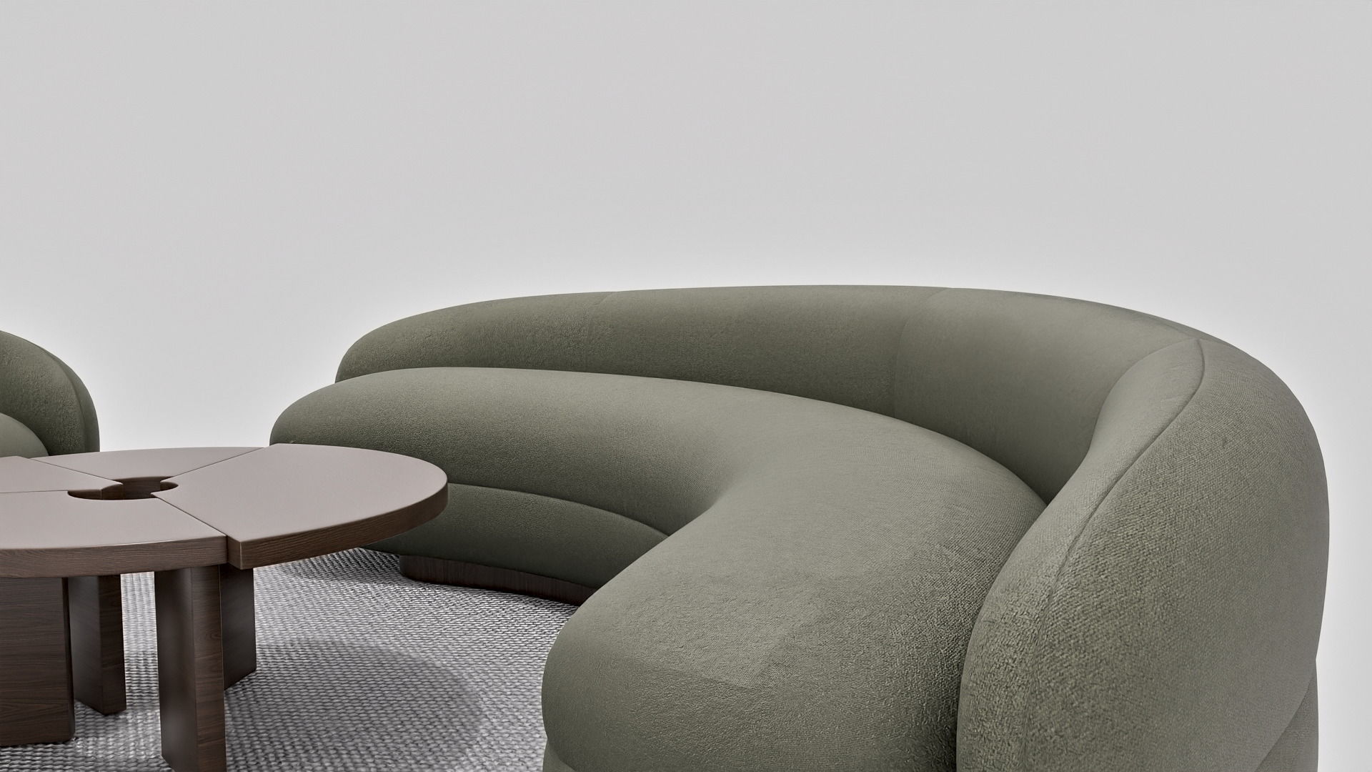 Modern Curved Sofa Set 3D model_2