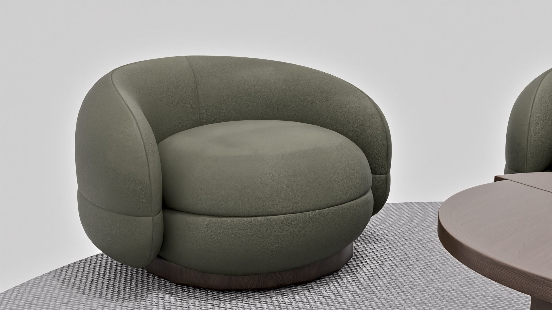 Modern Curved Sofa Set 3D model_4