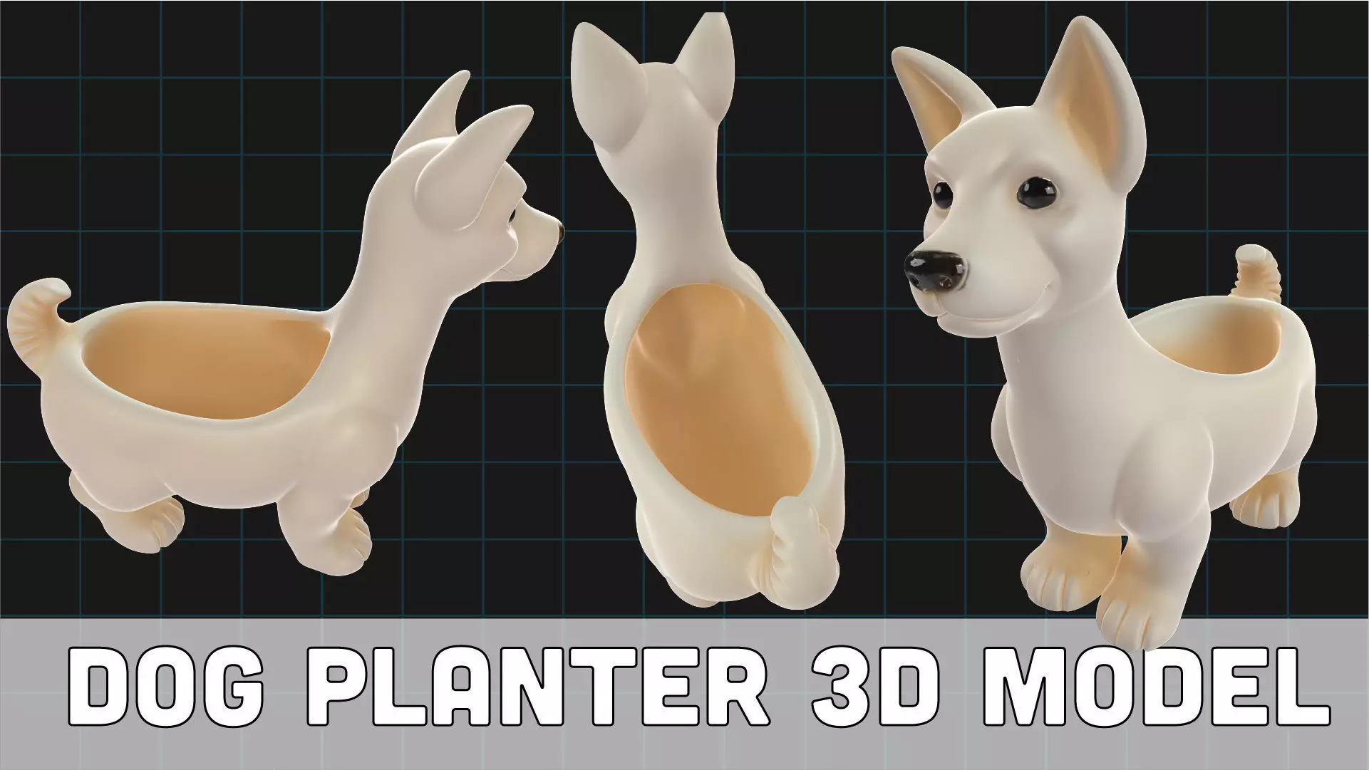 Dog Planter Cute Animal Flower Pot Cartoon Dog Pot Decor Free 3D print model