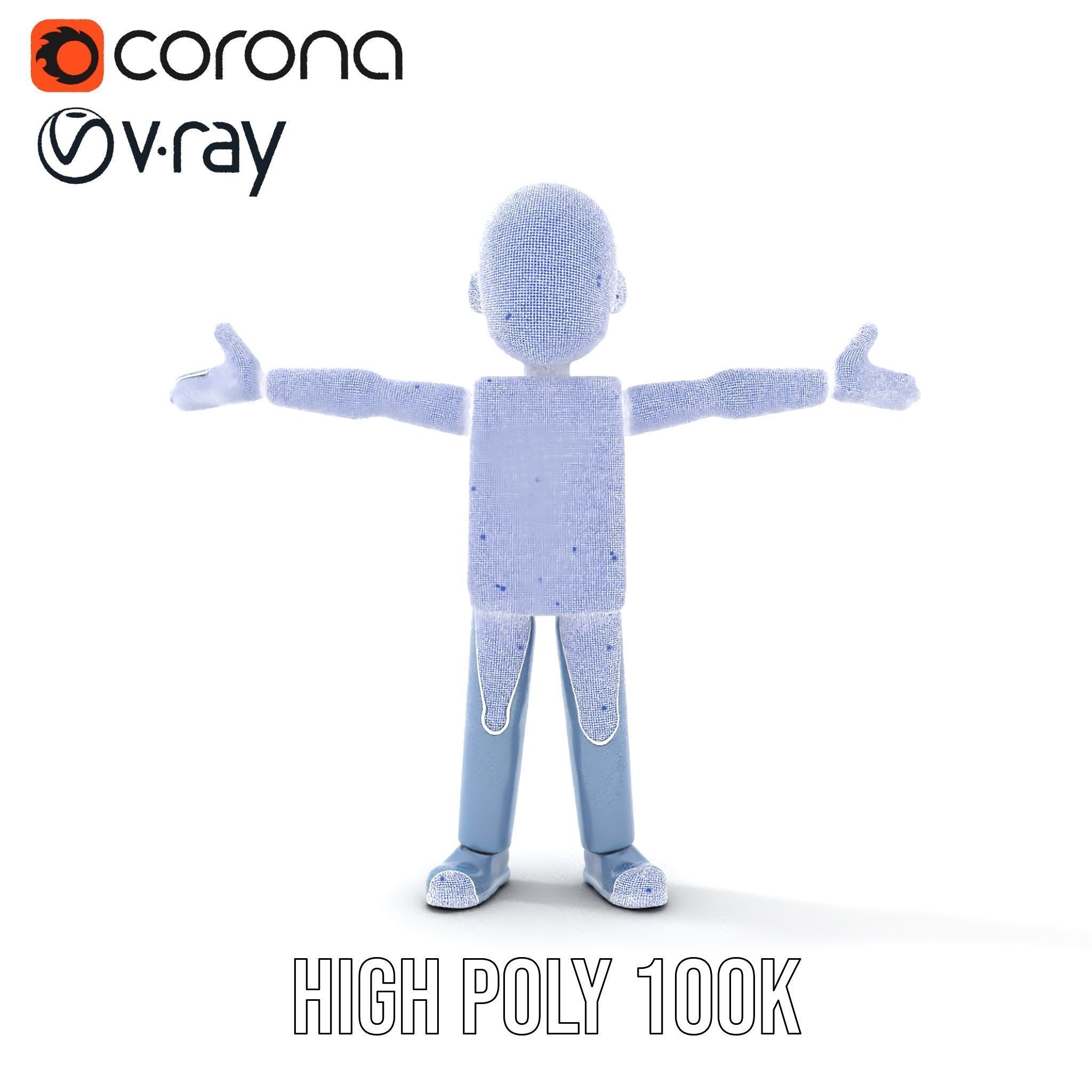 Simple Blue Humanoid Model Rigged and Animated Low-poly 3D model_36