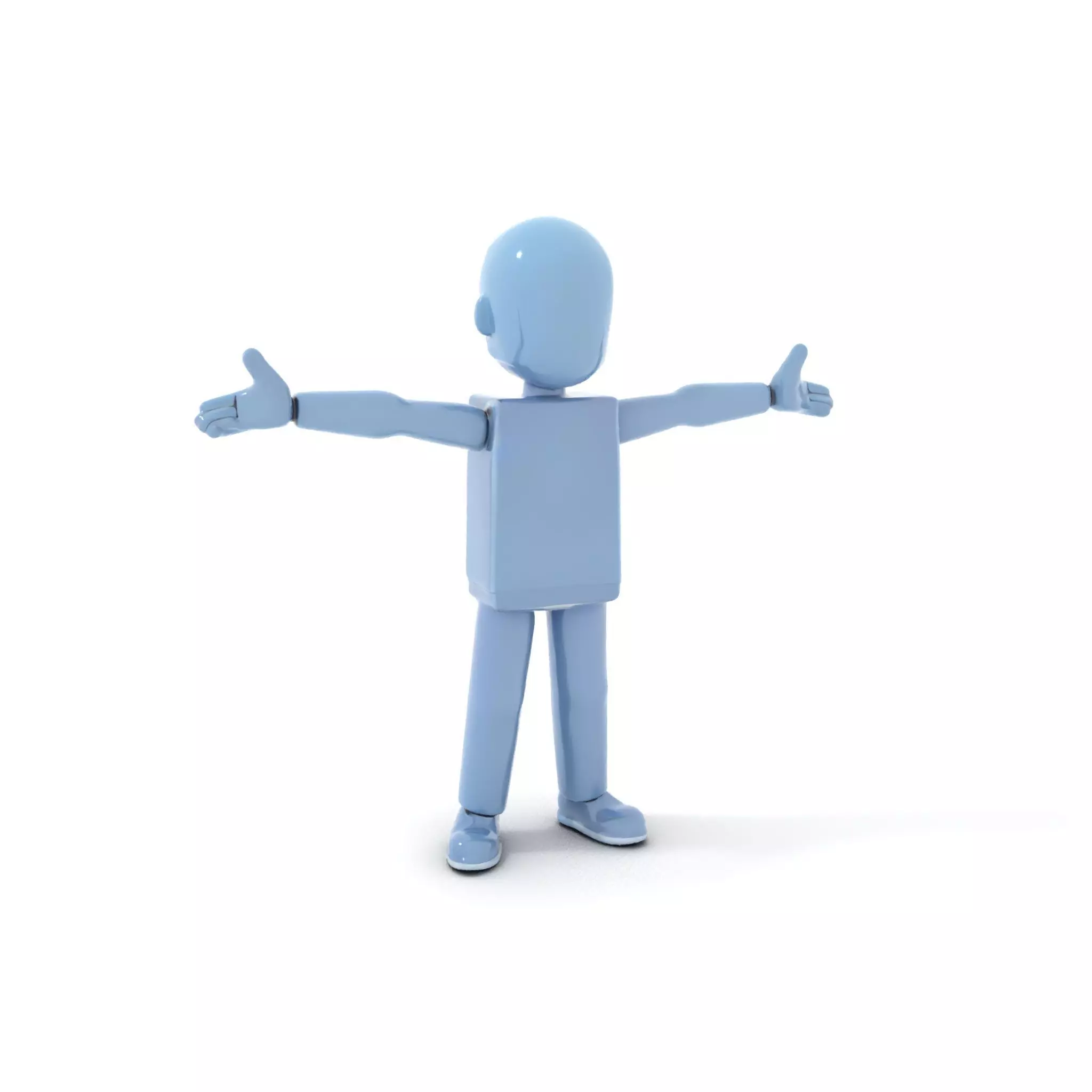 Simple Blue Humanoid Model Rigged and Animated Low-poly 3D model_0