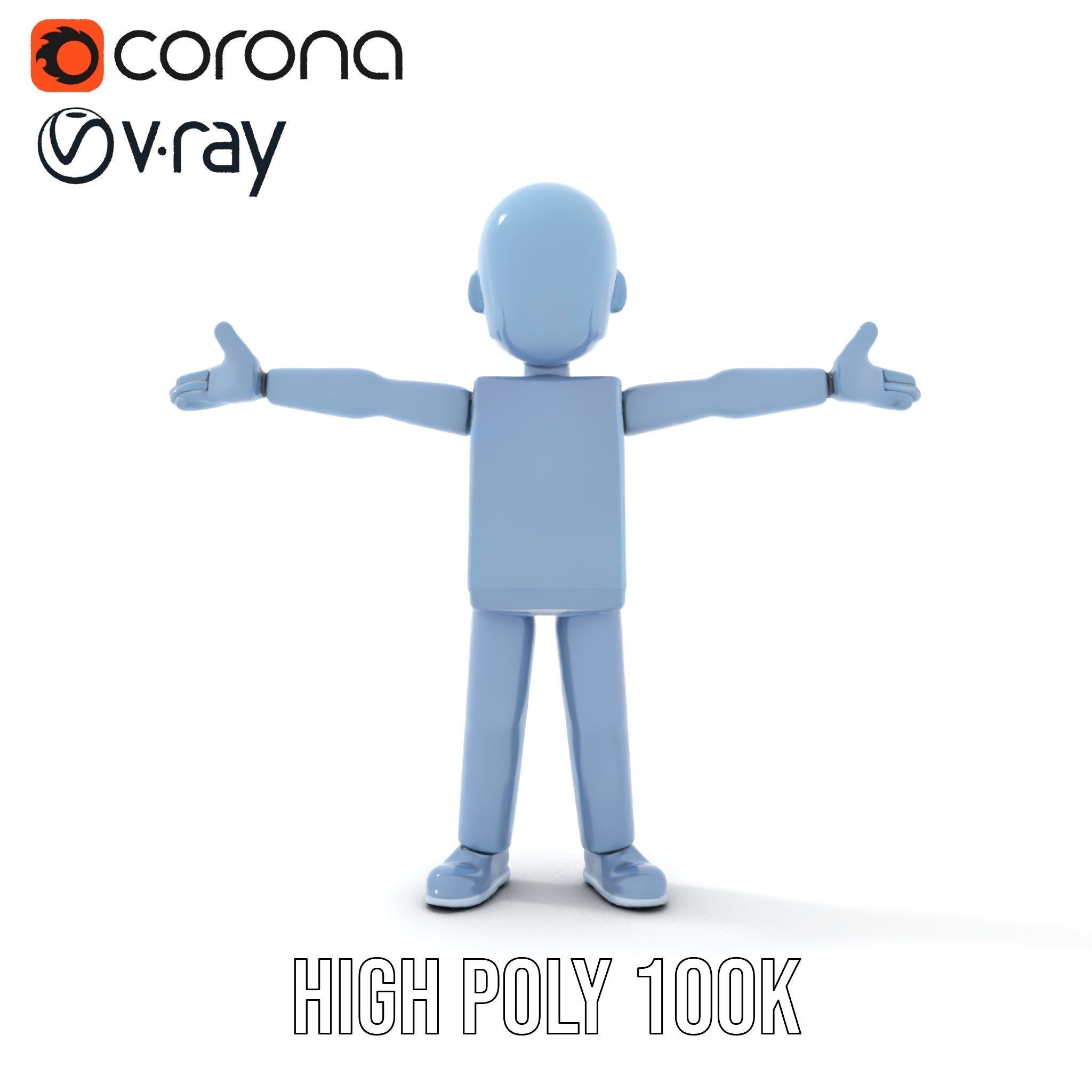 Simple Blue Humanoid Model Rigged and Animated Low-poly 3D model_23