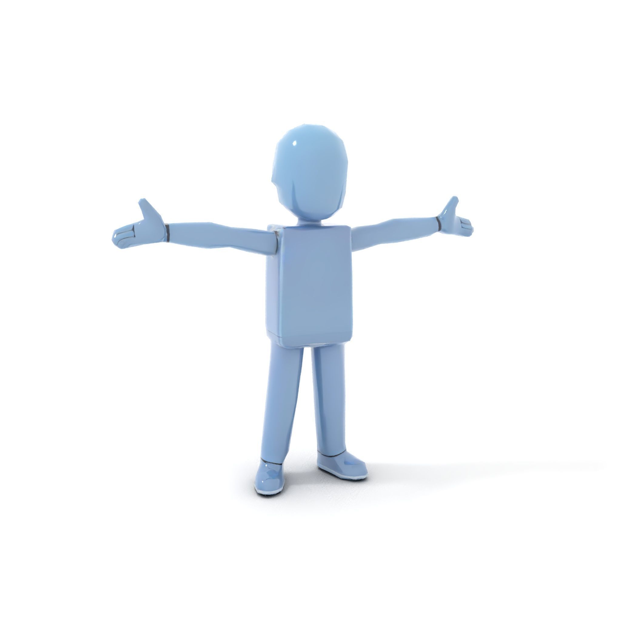 Simple Blue Humanoid Model Rigged and Animated Low-poly 3D model_16