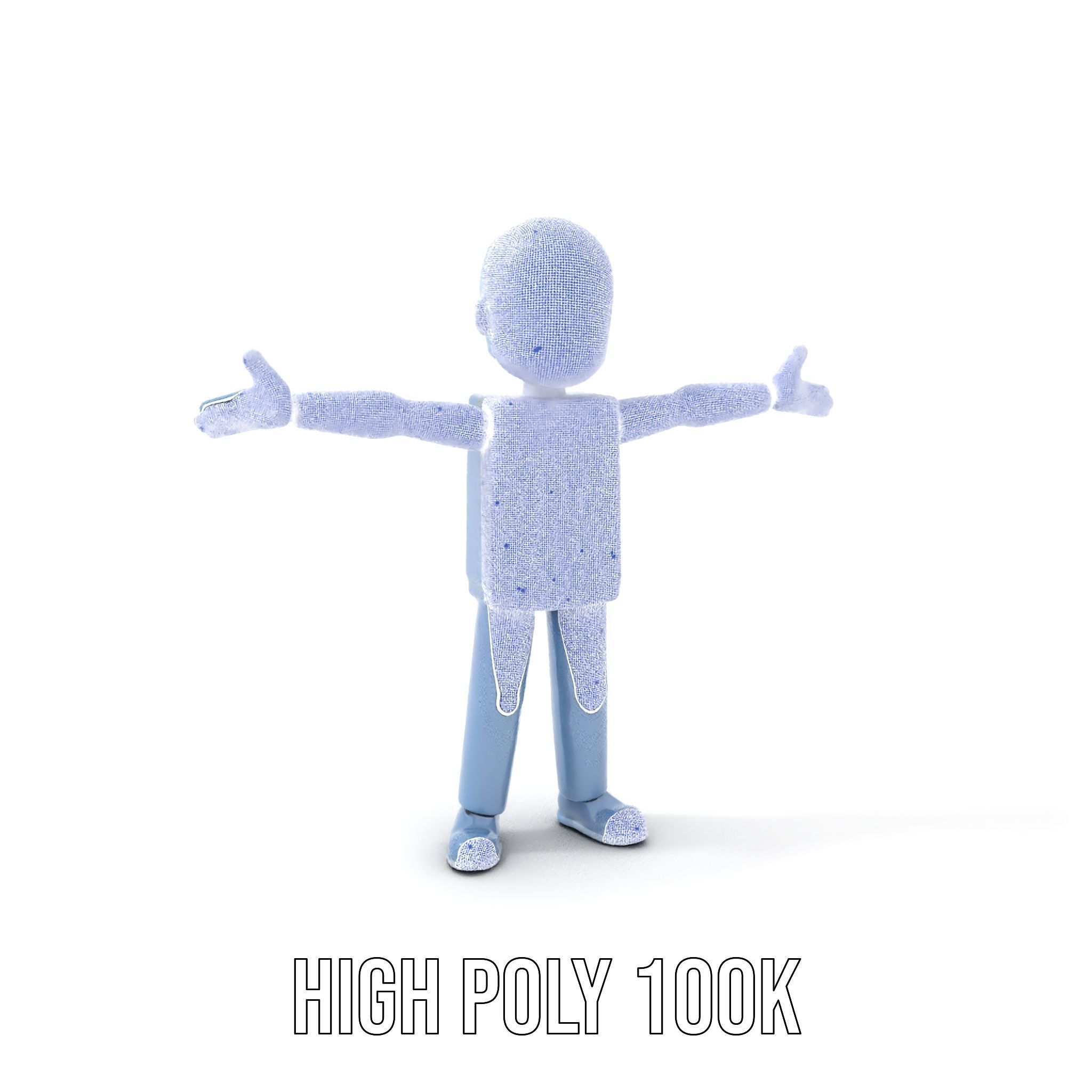 Simple Blue Humanoid Model Rigged and Animated Low-poly 3D model_4