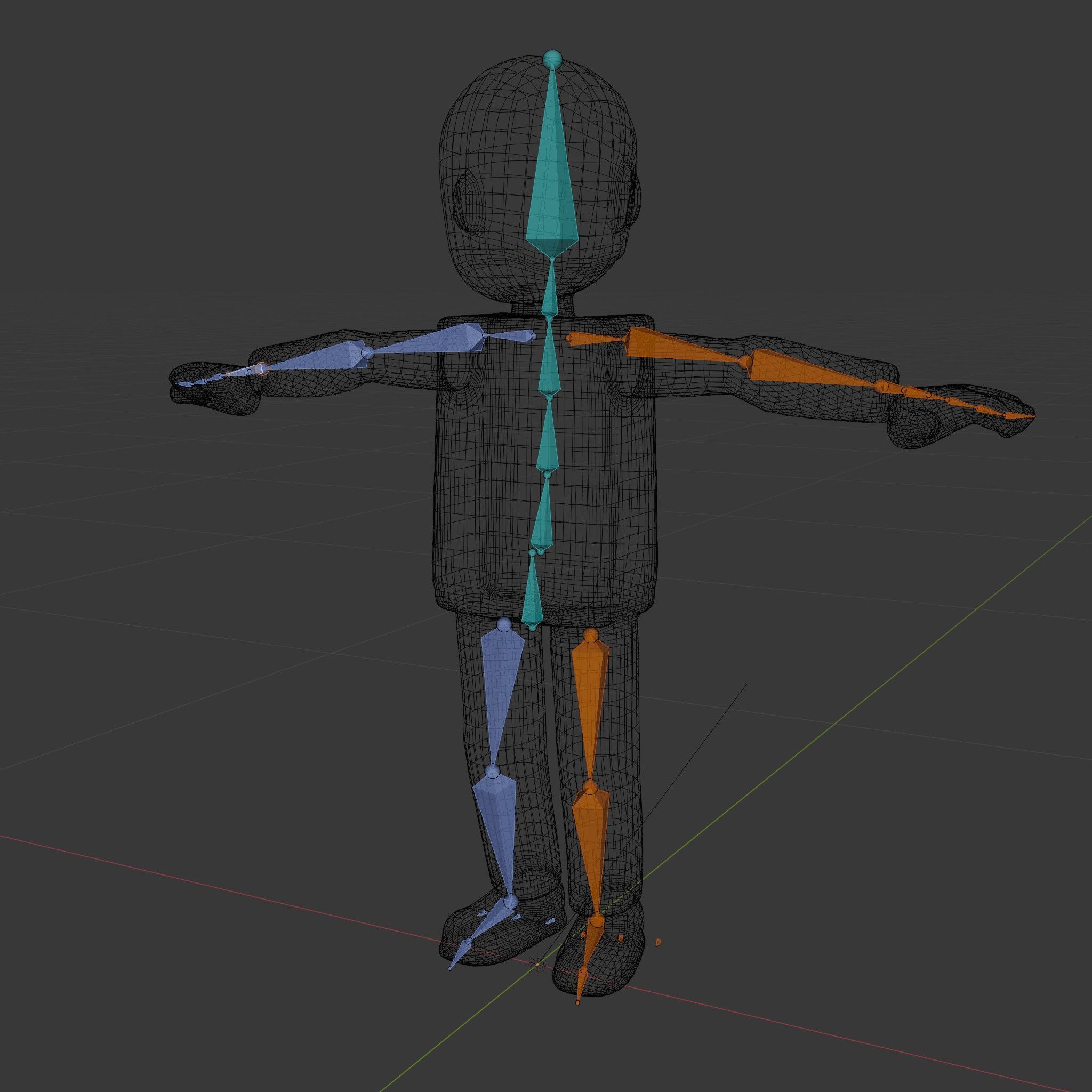 Simple Blue Humanoid Model Rigged and Animated Low-poly 3D model_6