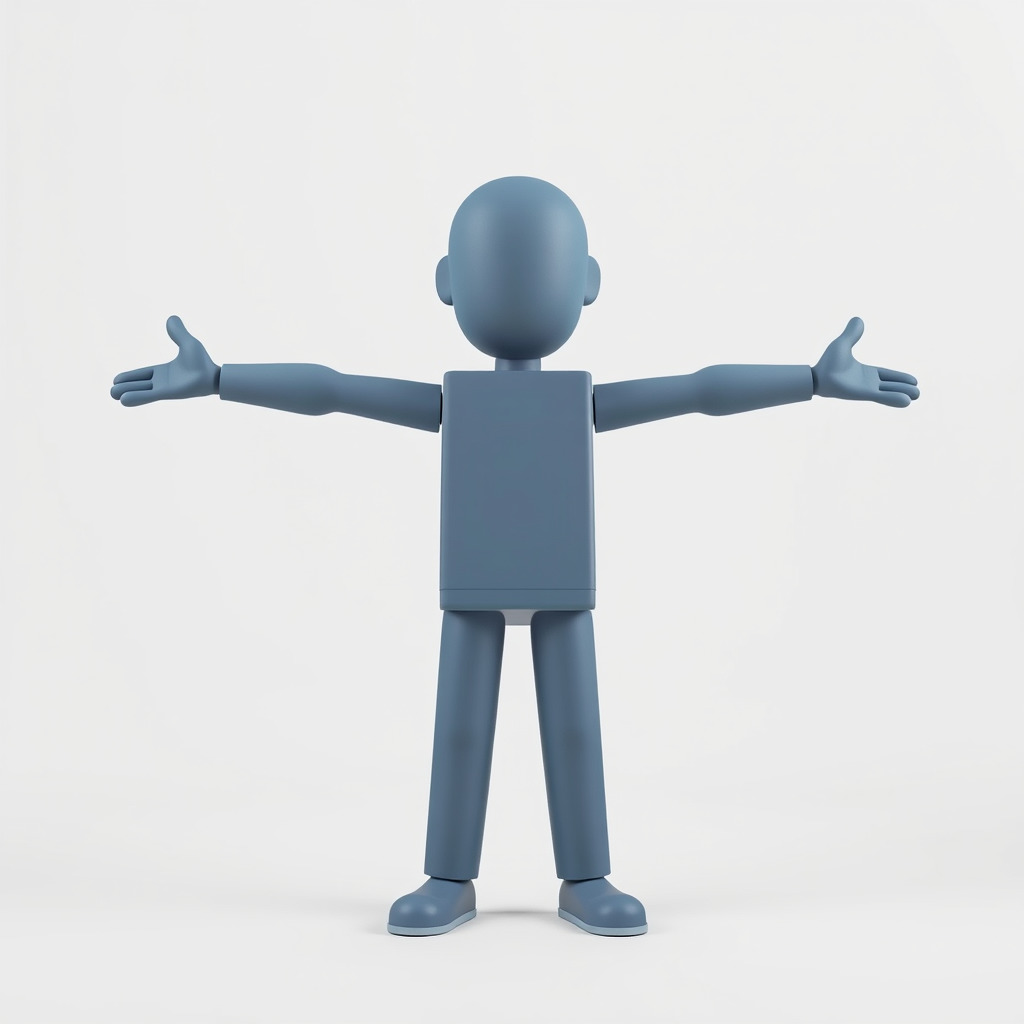 Simple Blue Humanoid Model Rigged and Animated Low-poly 3D model_2