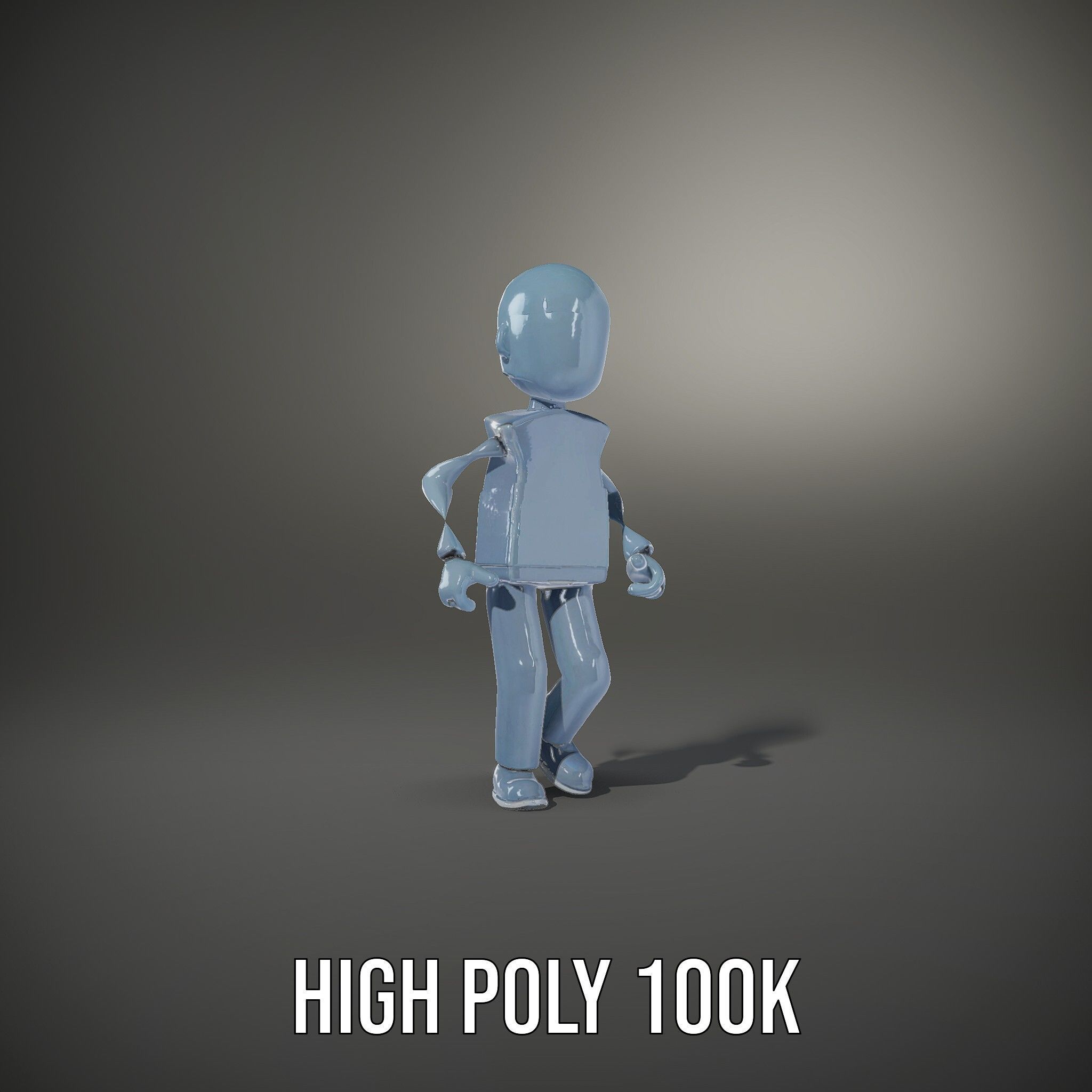 Simple Blue Humanoid Model Rigged and Animated Low-poly 3D model_14