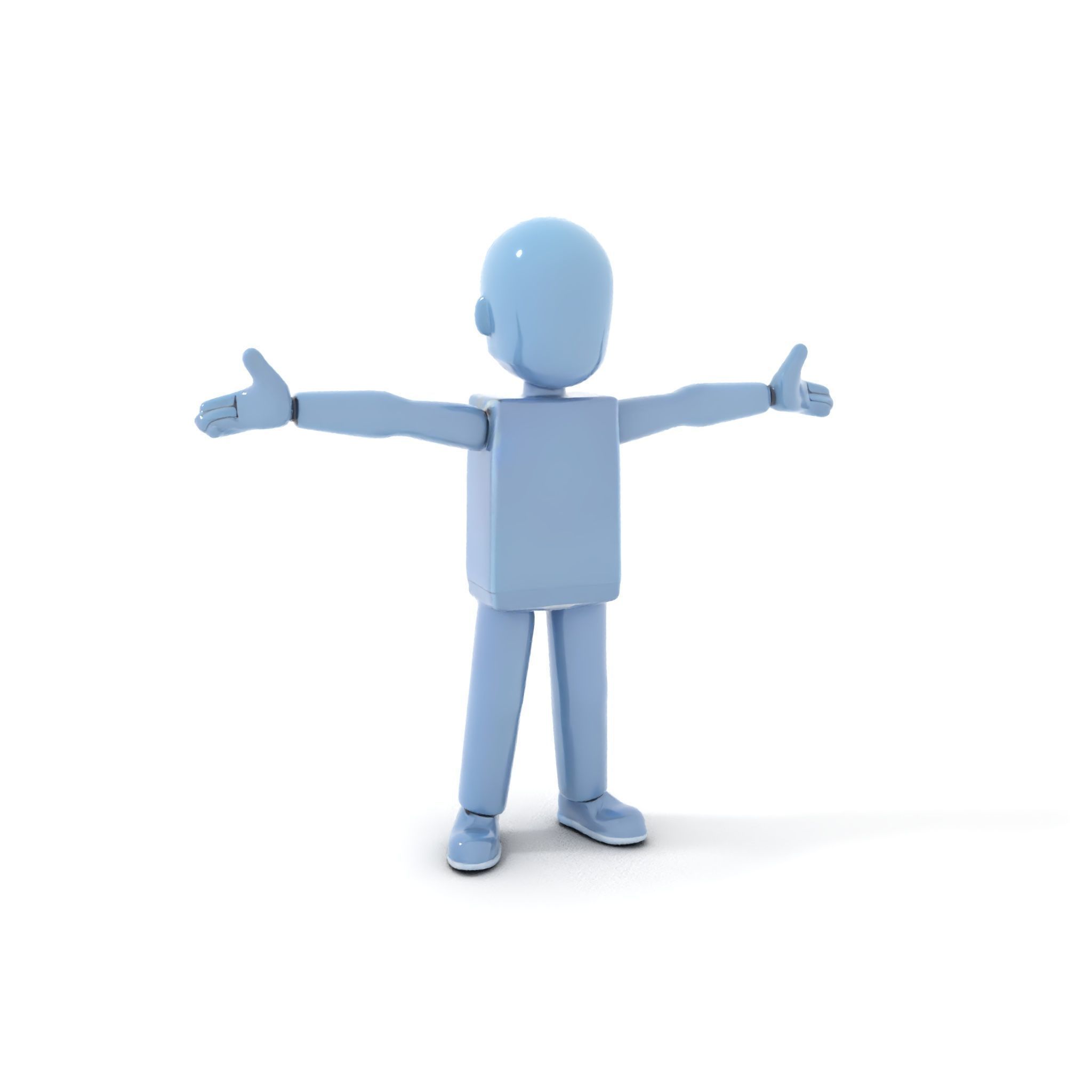 Simple Blue Humanoid Model Rigged and Animated Low-poly 3D model_18